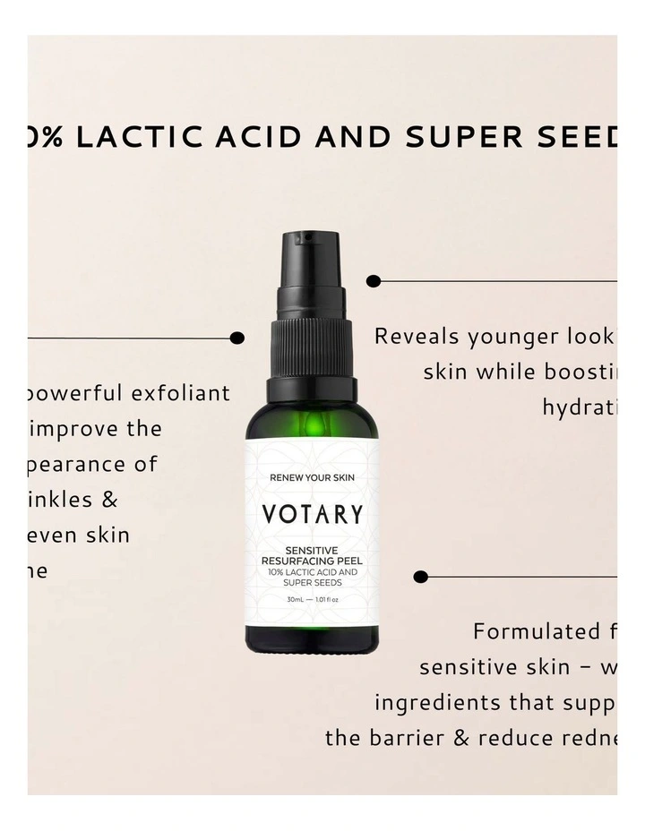10% Lactic Acid and Super Seeds Sensitive Resurfacing Peel 30ml image 3