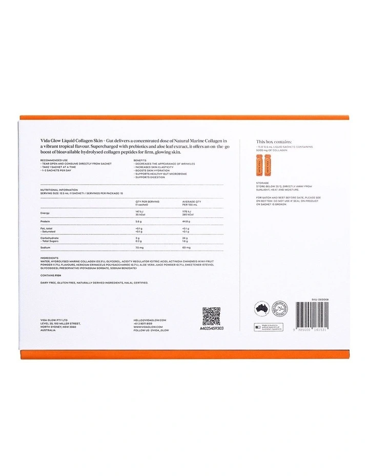 Liquid Collagen Skin   Gut, Tropical 15 x 12.5ml Sachets image 6