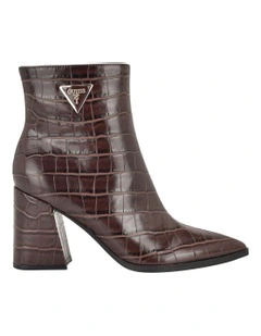 Luseray Croc Ankle Boot in Brown