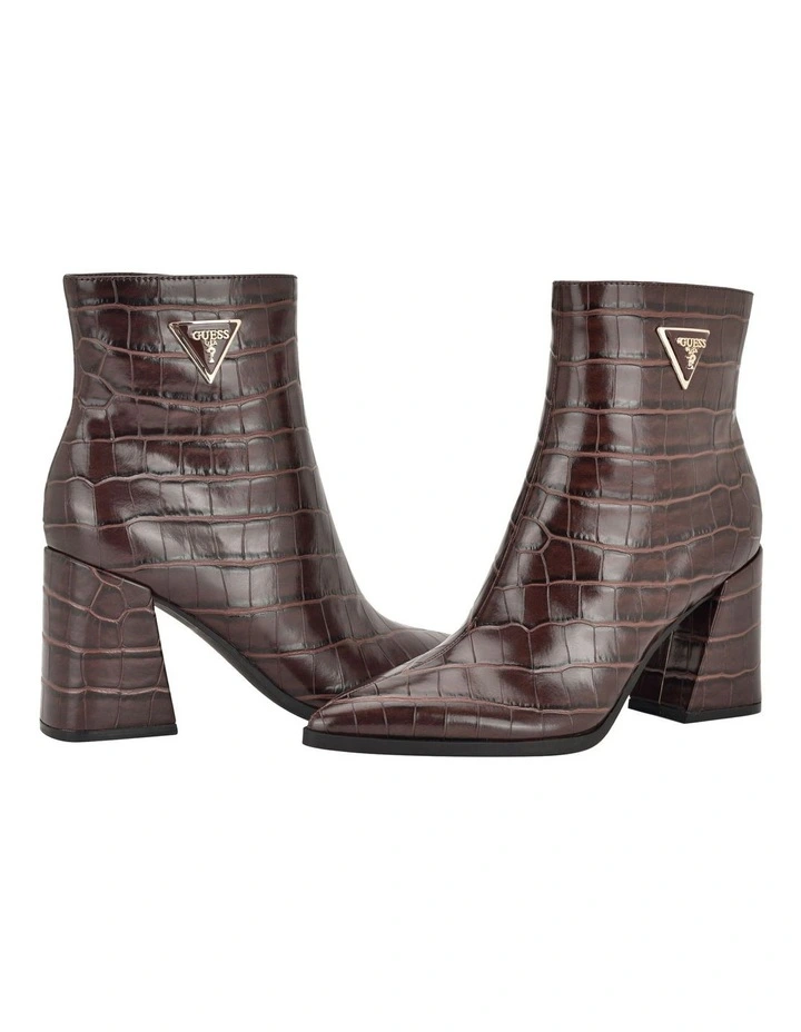 Luseray Croc Ankle Boot in Brown image 2