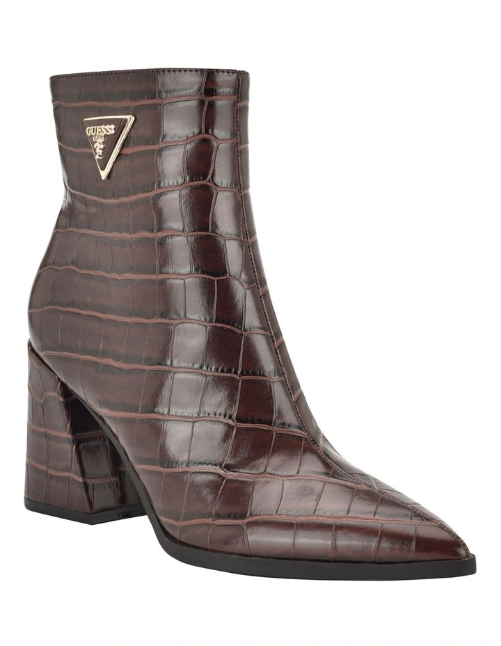 Luseray Croc Ankle Boot in Brown image 3