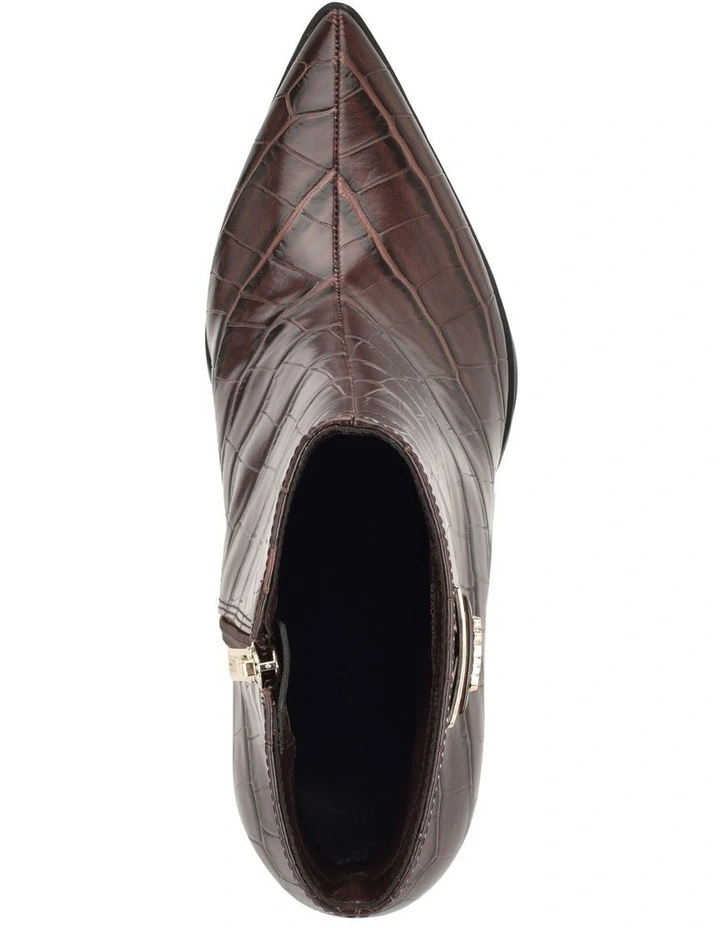 Luseray Croc Ankle Boot in Brown image 5
