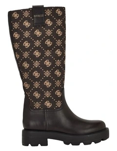 Yannis Logo Boots in Dark Brown