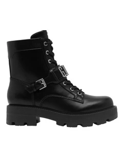 Yanzy Buckle Combat Boots in Black