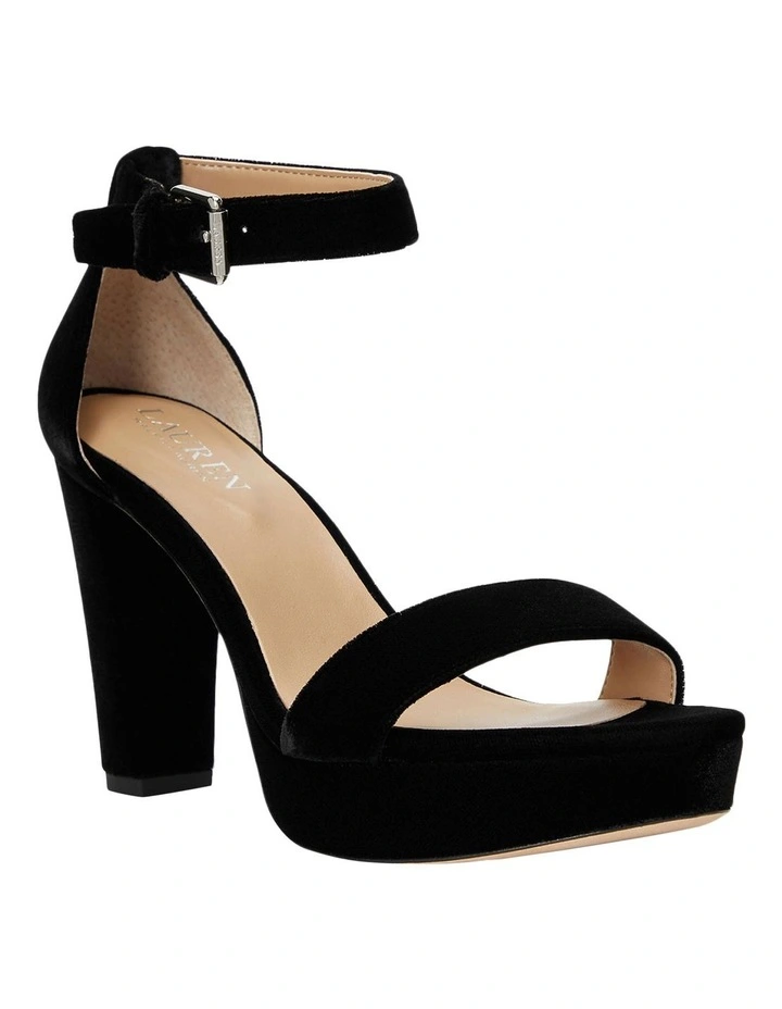 Sylvia Black Velvet Sandal in Black image 3