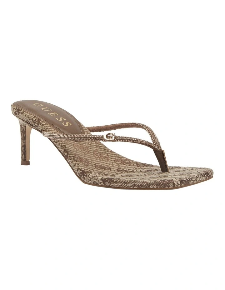 Mayan Diamante Kitten Heels in Brown Latte image 2
