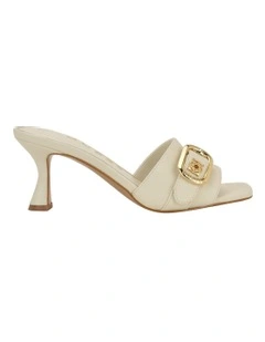 Dittara Mid Heel Mules in Cream