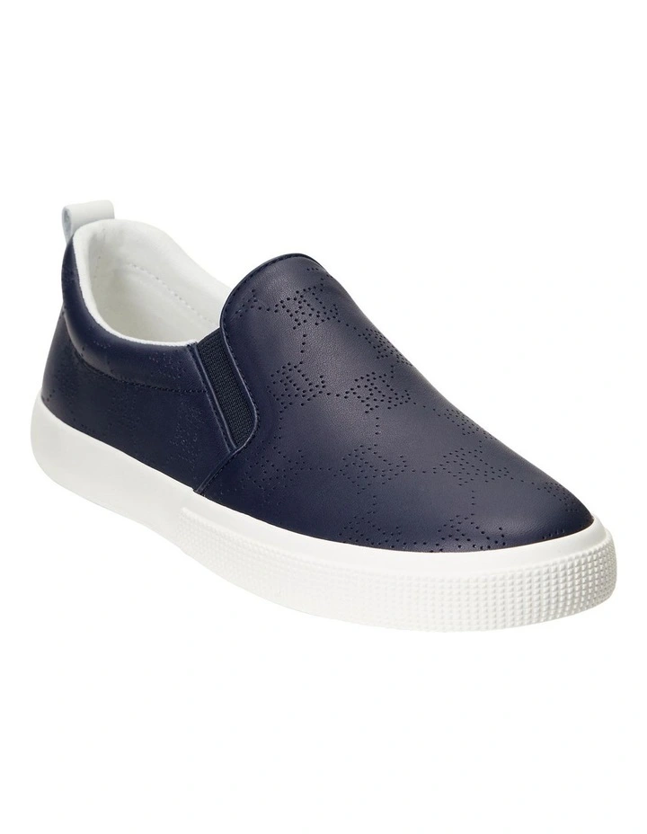 Haddley Logo Leather Slip-On Sneaker in Navy image 2