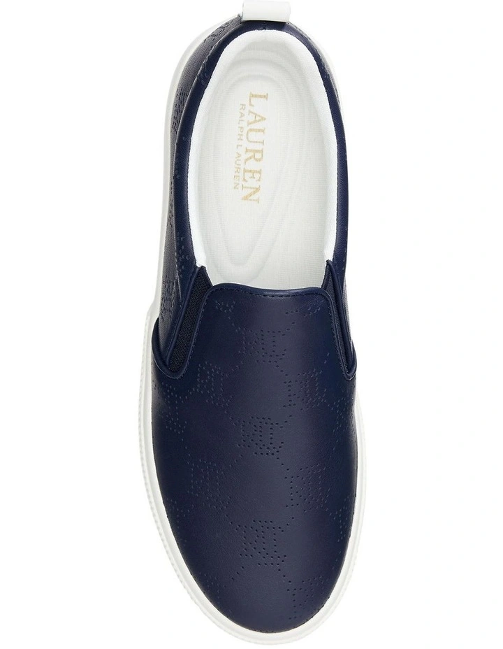 Haddley Logo Leather Slip-On Sneaker in Navy image 3