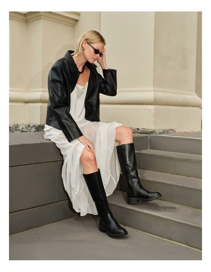 Jailyn Chunky Knee High Boots in Black image 2