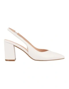 Elisha Slingback Block Heels in Chalk White