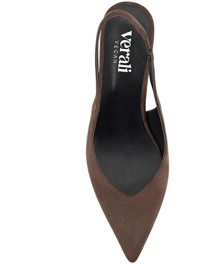 Elisha Slingback Block Heels in Chocolate Brown Micro image 6