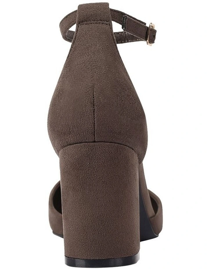 Eli Closed Toe Block Heels in Chocolate Brown Micro image 3