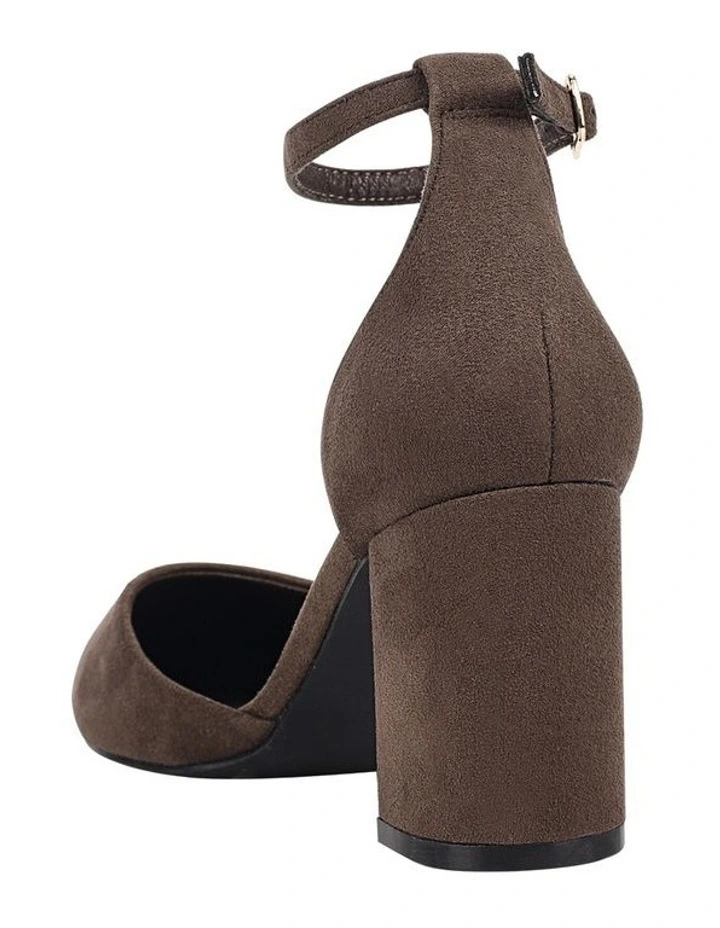 Eli Closed Toe Block Heels in Chocolate Brown Micro image 4