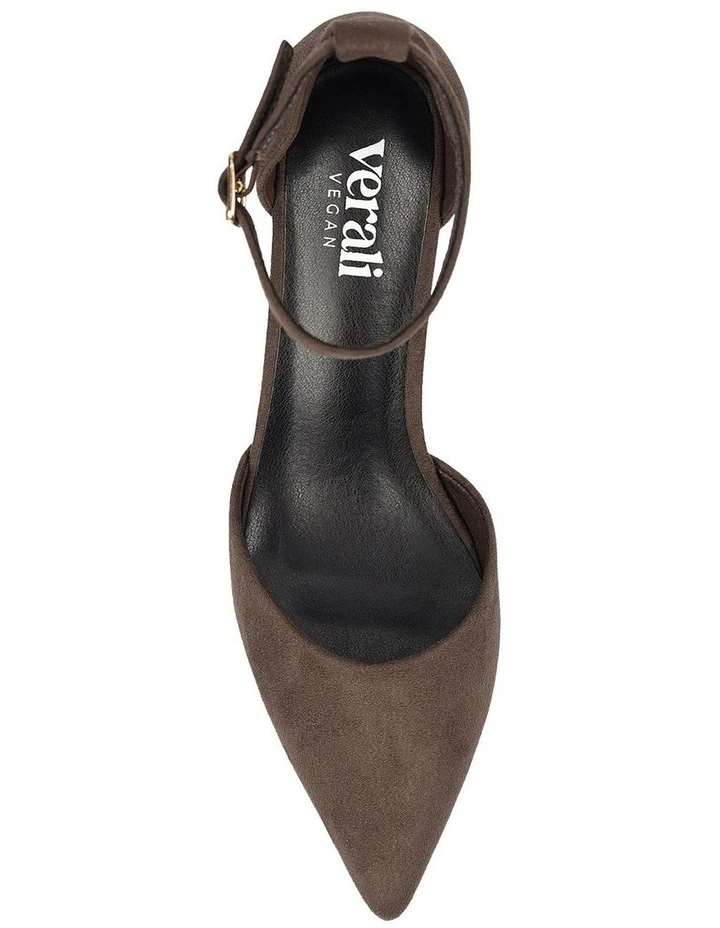 Eli Closed Toe Block Heels in Chocolate Brown Micro image 5