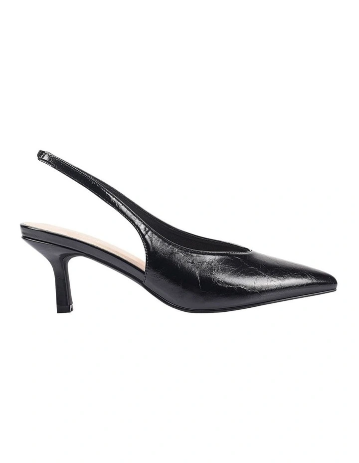 Lockwood Sling Back Stilettos Heels in Black Crinkle image 1