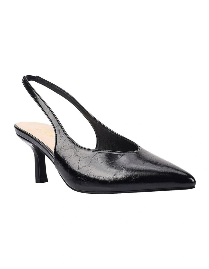 Lockwood Sling Back Stilettos Heels in Black Crinkle image 2