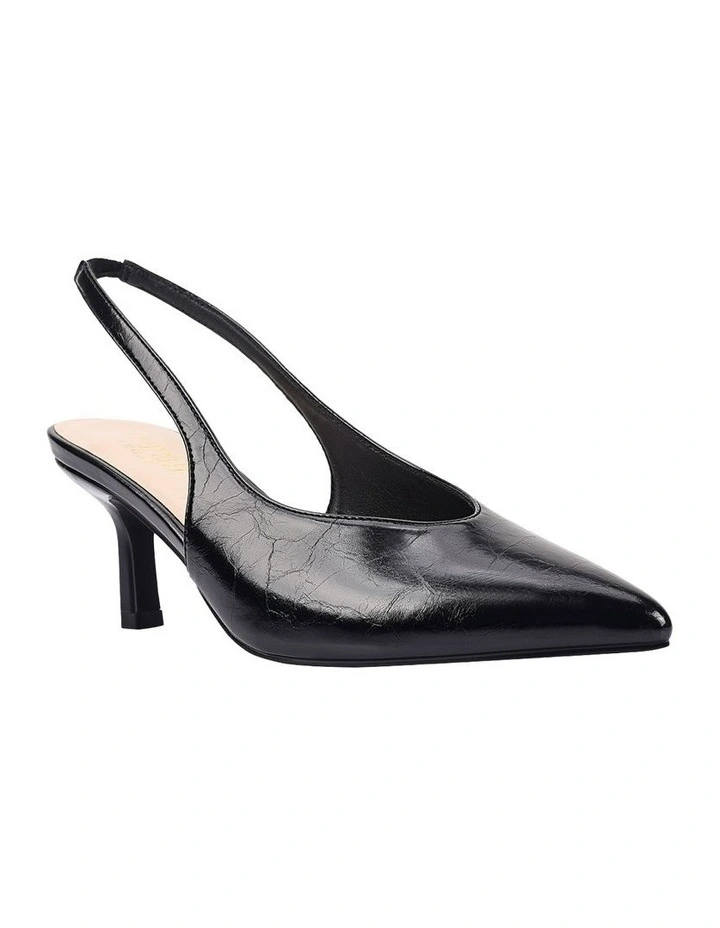 Lockwood Sling Back Stilettos Heels in Black Crinkle image 3
