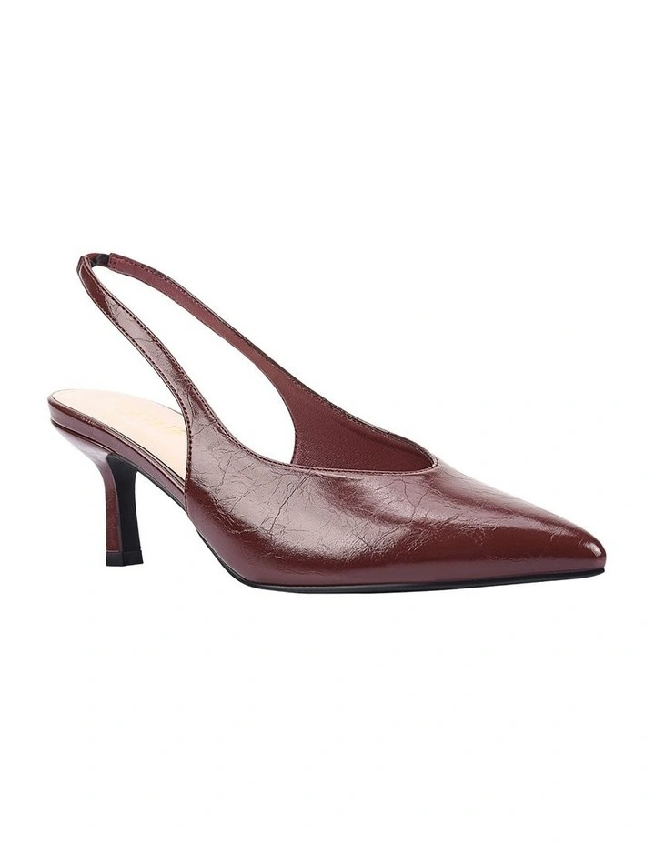 Lockwood Sling Back Stilettos in Berry Red Crinkle image 2