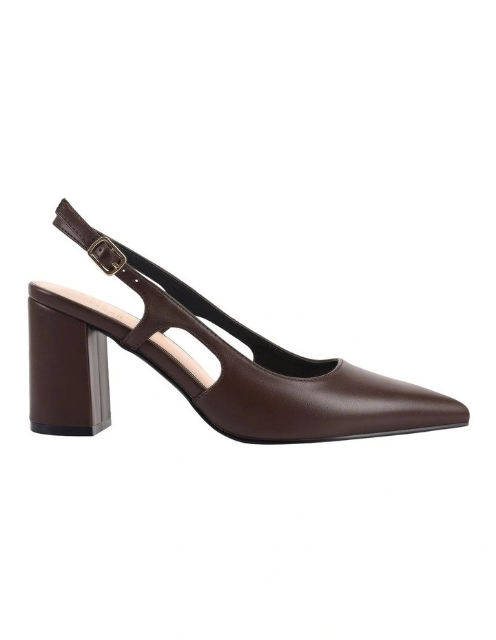 Elton Slingback Block Heels in Chocolate Brown image 1