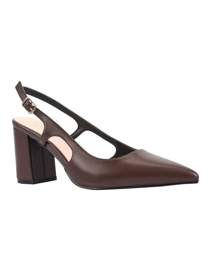 Elton Slingback Block Heels in Chocolate Brown image 2