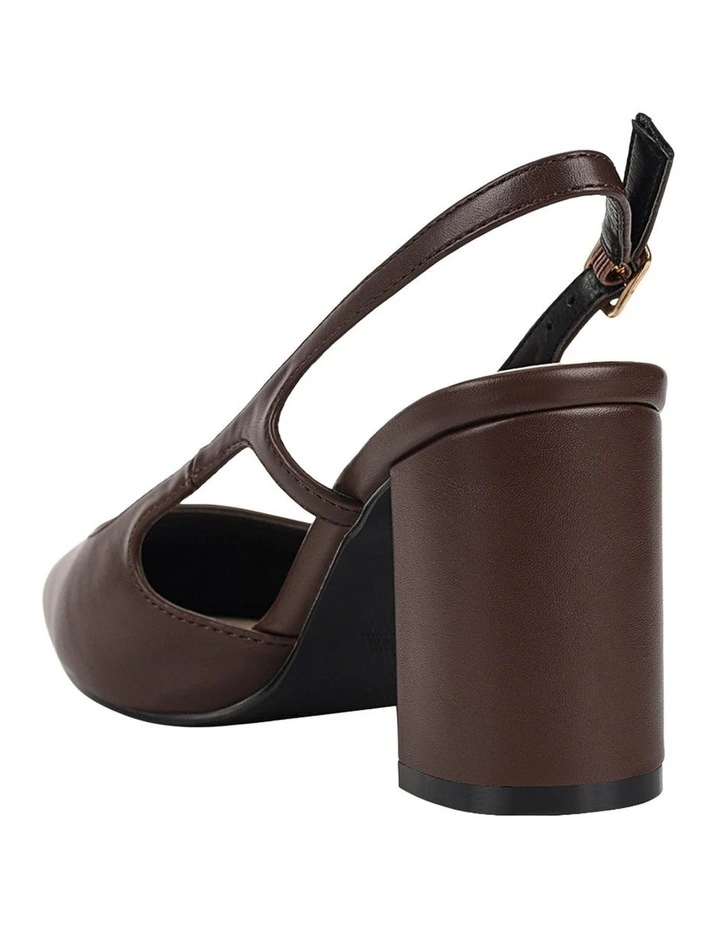 Elton Slingback Block Heels in Chocolate Brown image 4