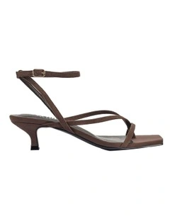 Maeve Kitten Heel Sandals in Chocolate Micro