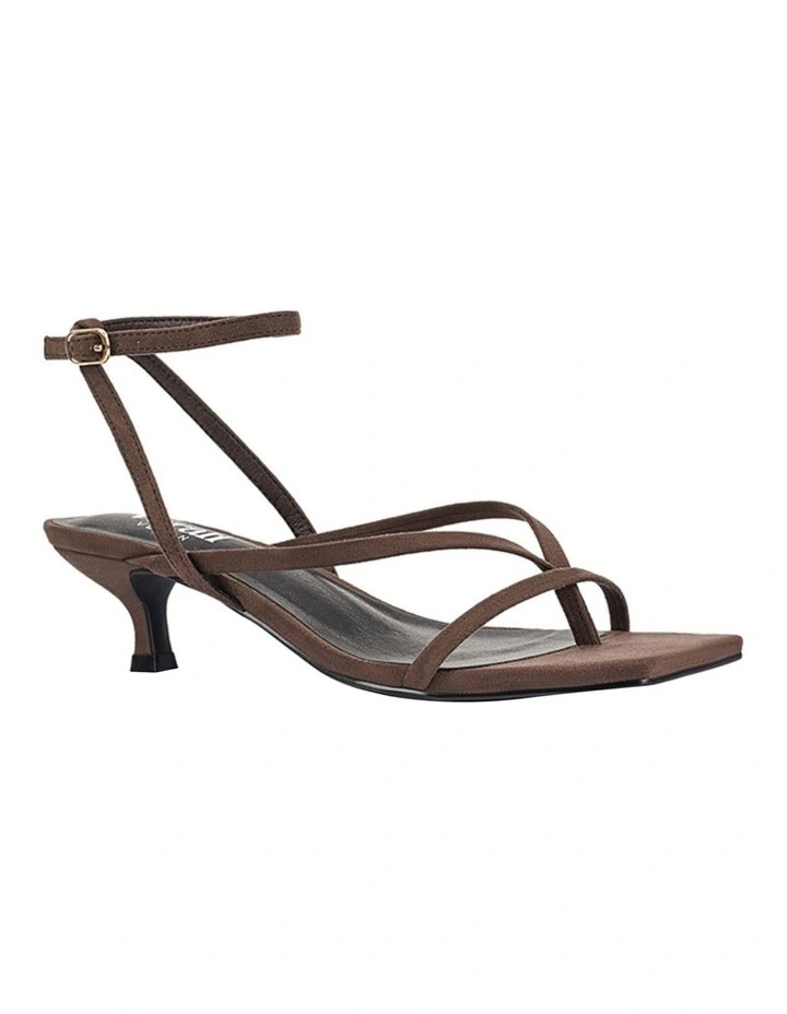 Maeve Kitten Heel Sandals in Chocolate Micro image 2