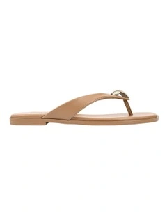 Sara Casual Thongs in Dark Camel
