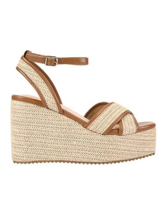 Callipo Raffia Wedges in Tan/Raffia