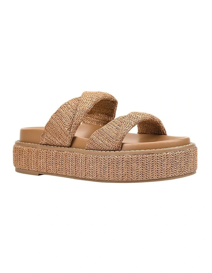 Rue Flatform Slides in Tan Raffia image 2
