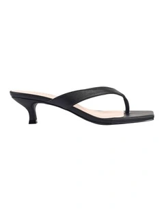 Martha Kitten Heel Thongs in Black