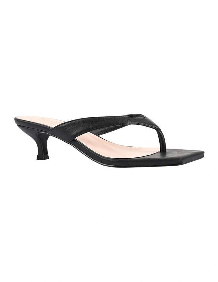 Martha Kitten Heel Thongs in Black image 2