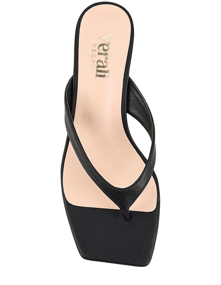 Martha Kitten Heel Thongs in Black image 5