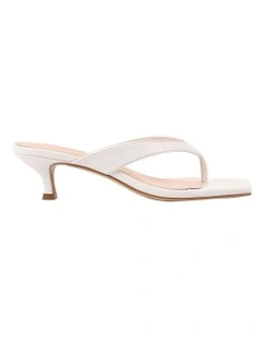 Martha Kitten Heel Thongs in Chalk White