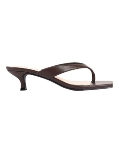 Martha Kitten Heel Thongs in Chocolate Brown