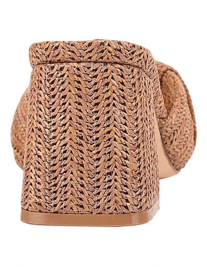 Stella Block Heel Mules in Tan Raffia image 4