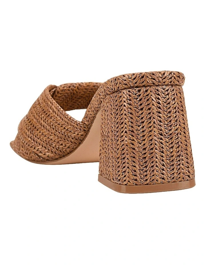 Stella Block Heel Mules in Tan Raffia image 5