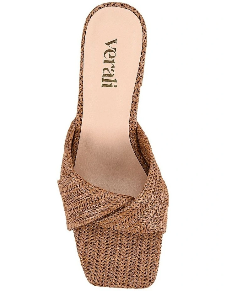 Stella Block Heel Mules in Tan Raffia image 6