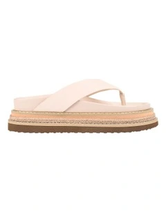 Theo Platform Thongs in Bone White