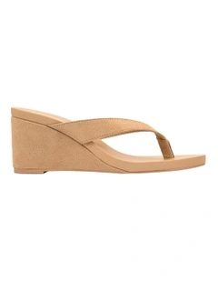 Polly Thong Wedges in Camel Tan Micro