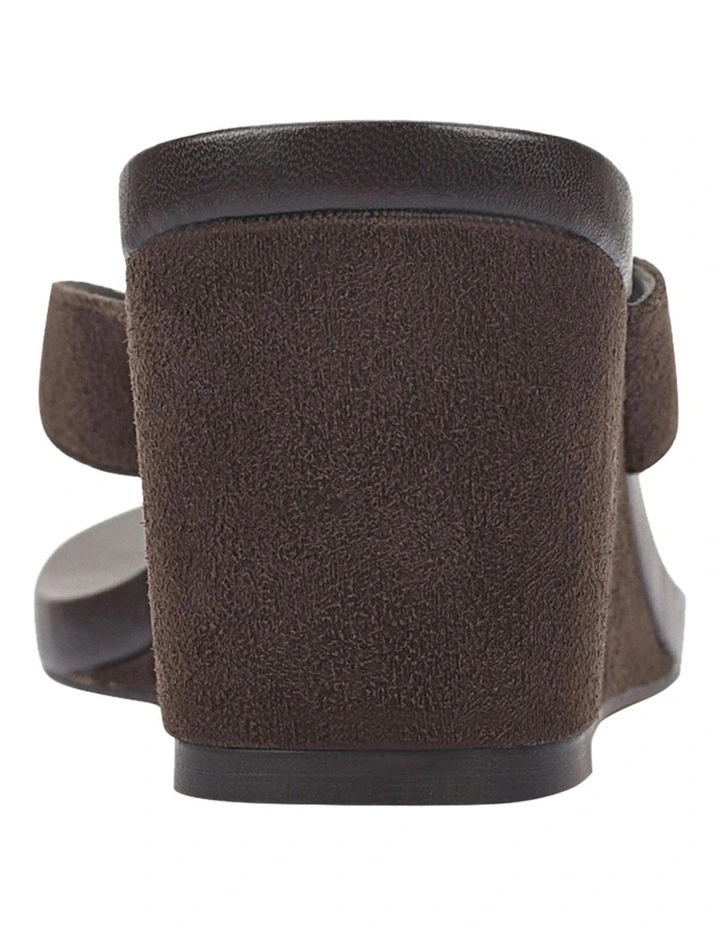 Polly Thong Wedges in Chocolate Brown Micro image 3