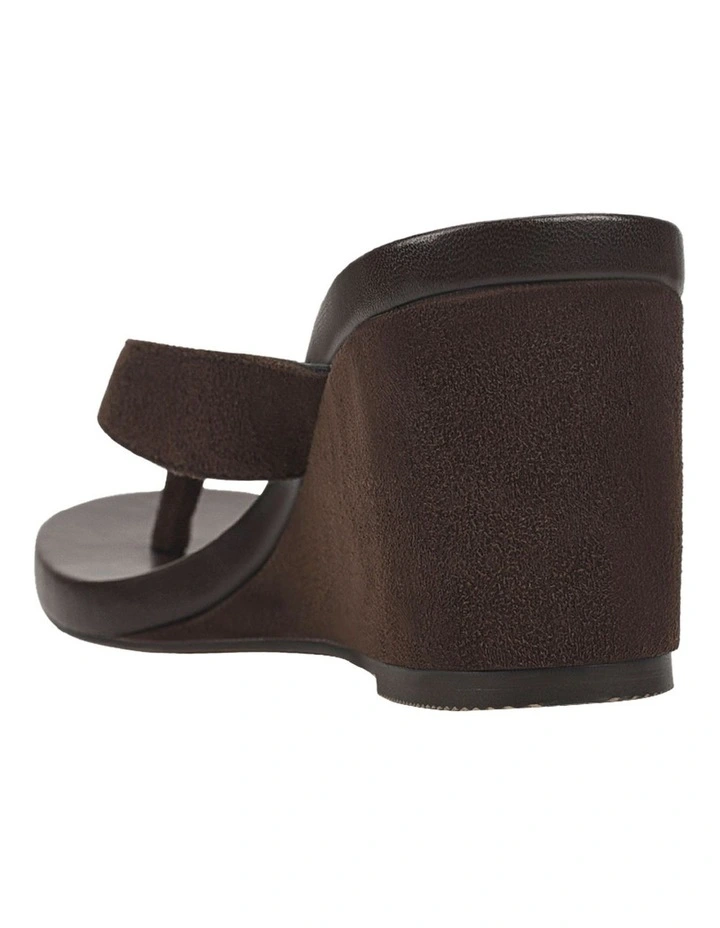 Polly Thong Wedges in Chocolate Brown Micro image 4