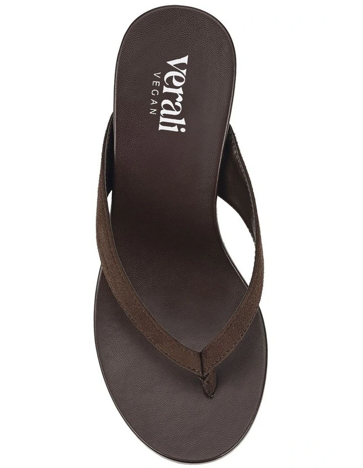 Polly Thong Wedges in Chocolate Brown Micro image 5