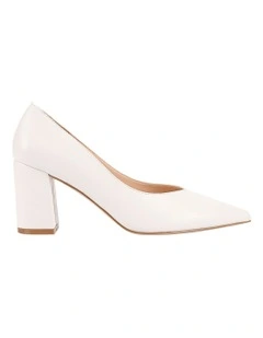Elliot Block Heel Pumps in Chalk White
