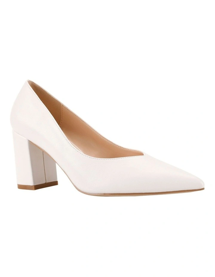Elliot Block Heel Pumps in Chalk White image 3