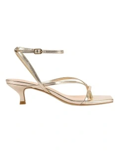 Maeve Kitten Heel Sandals in Champagne Gold