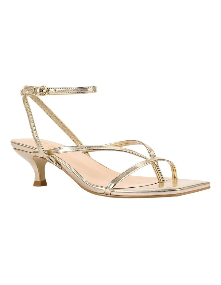 Maeve Kitten Heel Sandals in Champagne Gold image 3