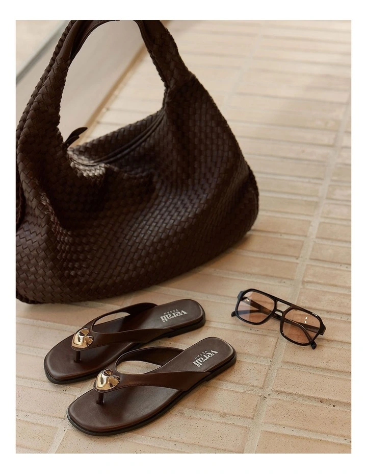 Sara Casual Thongs in Chocolate Brown image 2