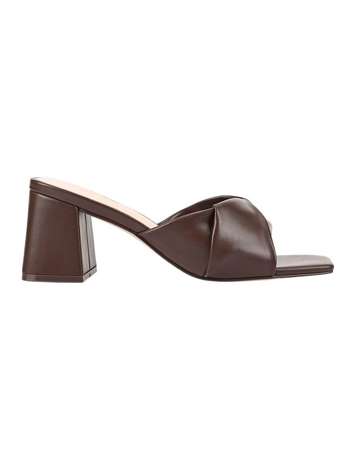 Stella Block Heel Mules in Chocolate Brown image 1